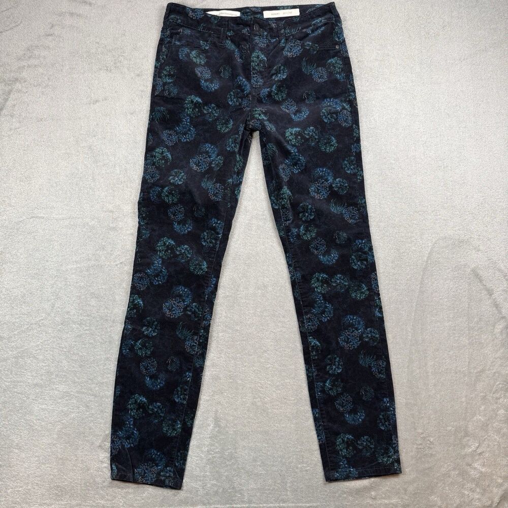 Pilcro & The Letterpress Anthropologie Script Floral Velvet Pants Women's 27